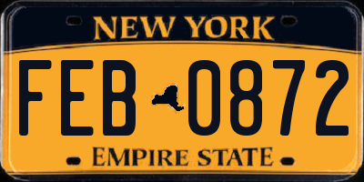 NY license plate FEB0872
