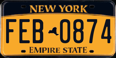 NY license plate FEB0874