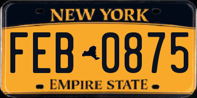 NY license plate FEB0875