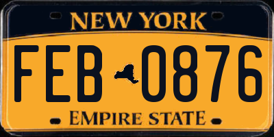 NY license plate FEB0876