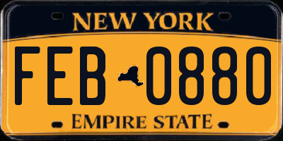 NY license plate FEB0880