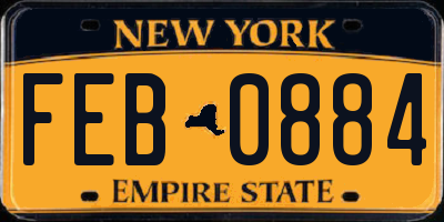 NY license plate FEB0884