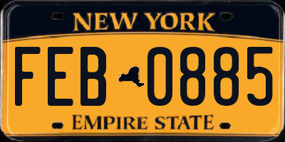 NY license plate FEB0885