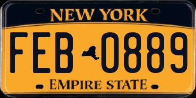 NY license plate FEB0889