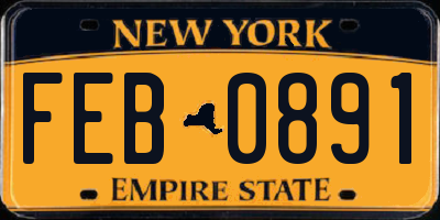 NY license plate FEB0891