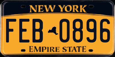 NY license plate FEB0896