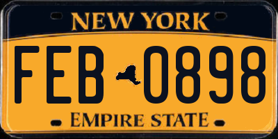NY license plate FEB0898