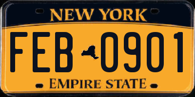 NY license plate FEB0901