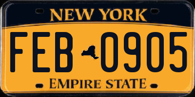 NY license plate FEB0905