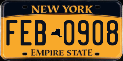 NY license plate FEB0908