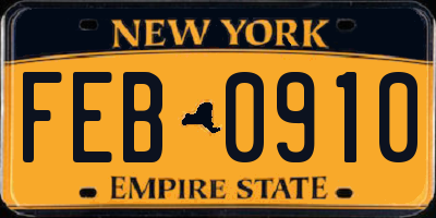 NY license plate FEB0910
