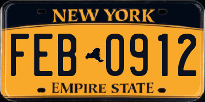NY license plate FEB0912
