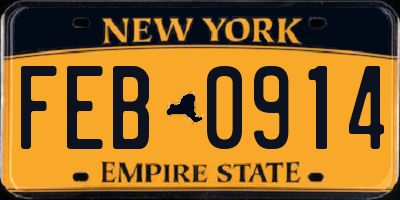 NY license plate FEB0914