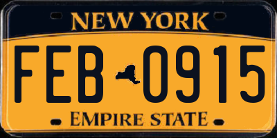 NY license plate FEB0915