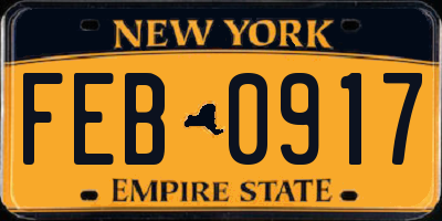 NY license plate FEB0917
