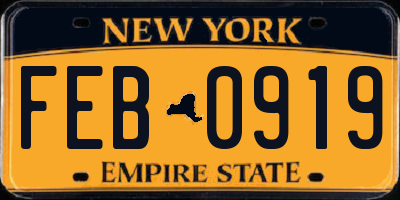 NY license plate FEB0919
