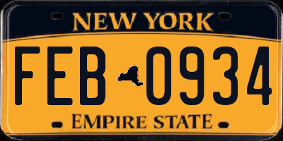 NY license plate FEB0934