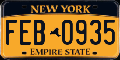 NY license plate FEB0935