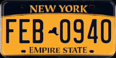 NY license plate FEB0940