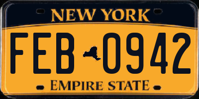 NY license plate FEB0942