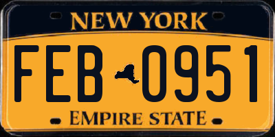 NY license plate FEB0951