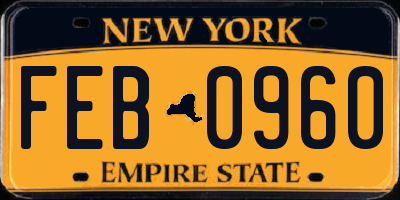 NY license plate FEB0960