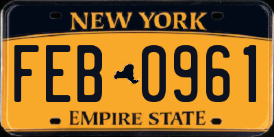 NY license plate FEB0961