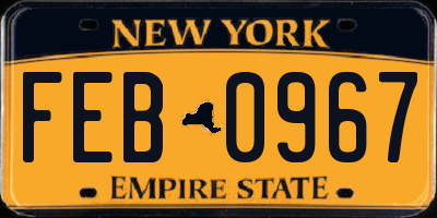 NY license plate FEB0967