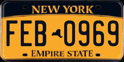 NY license plate FEB0969