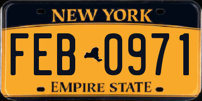 NY license plate FEB0971