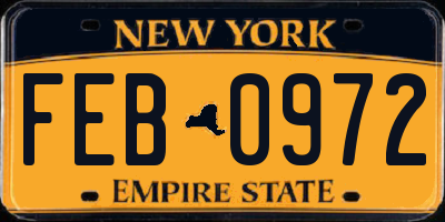 NY license plate FEB0972