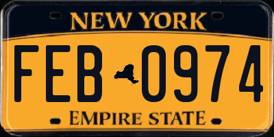 NY license plate FEB0974