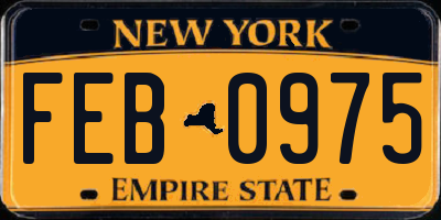 NY license plate FEB0975