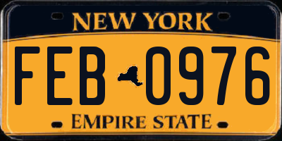 NY license plate FEB0976
