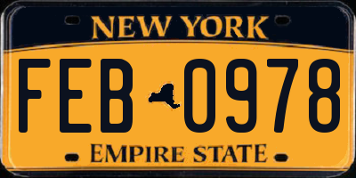 NY license plate FEB0978
