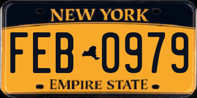 NY license plate FEB0979