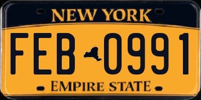 NY license plate FEB0991