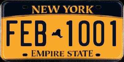 NY license plate FEB1001