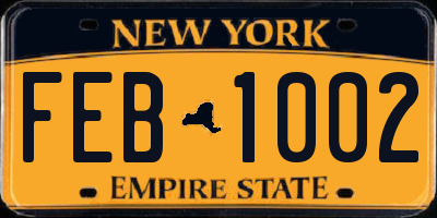 NY license plate FEB1002
