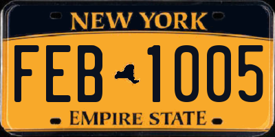NY license plate FEB1005