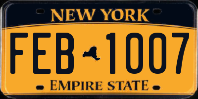 NY license plate FEB1007