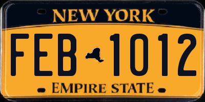 NY license plate FEB1012