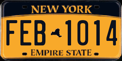 NY license plate FEB1014