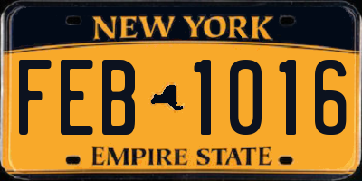 NY license plate FEB1016