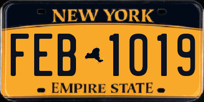 NY license plate FEB1019