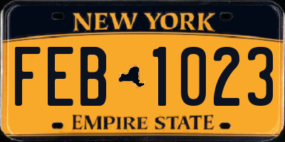 NY license plate FEB1023