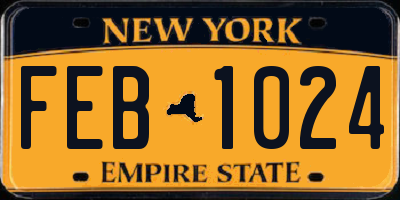 NY license plate FEB1024