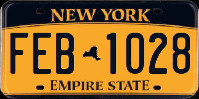 NY license plate FEB1028