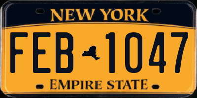 NY license plate FEB1047