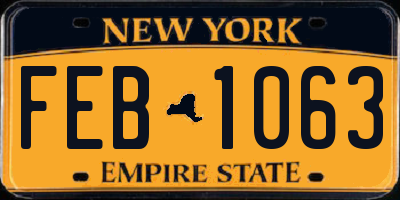 NY license plate FEB1063